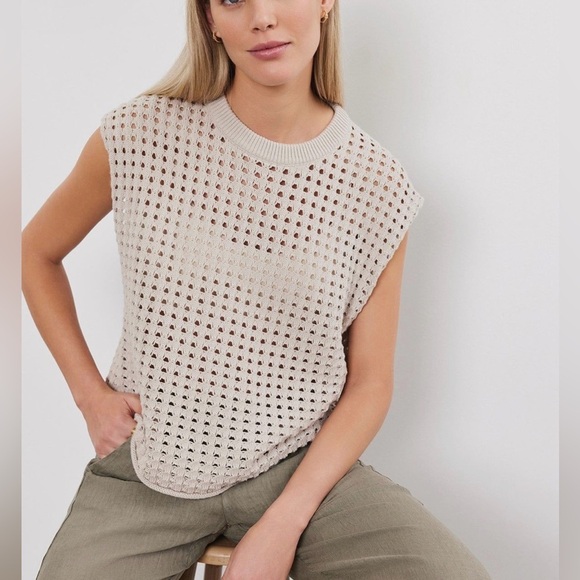 Steve Madden Tan Mesh Women's Top - Picture 7 of 12